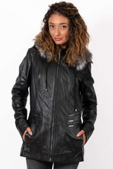 Women's winter leather jacket Alina Black